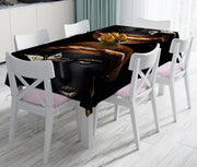 Gold Siyahı Kadın Özel Tasarımlı dekoratif Leke Tutmaz Masa Örtüsü Bonvagon