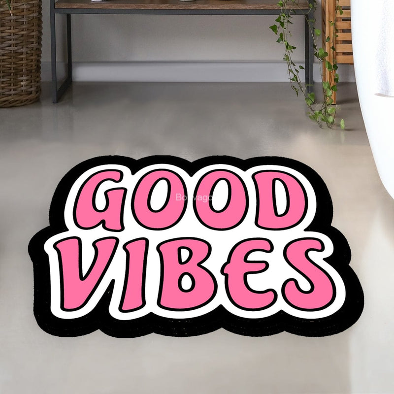 Good Wibes Dijital Baskılı Banyo Halısı, Kaymaz Taban, Yıkanabilir Bonvagon