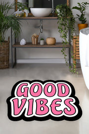 Good Wibes Dijital Baskılı Banyo Halısı, Kaymaz Taban, Yıkanabilir Bonvagon