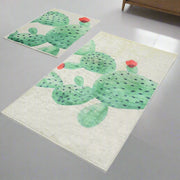 Green 2li Set Dijital Baskılı Banyo Halısı, Kaymaz Taban, Yıkanabilir Bonvagon