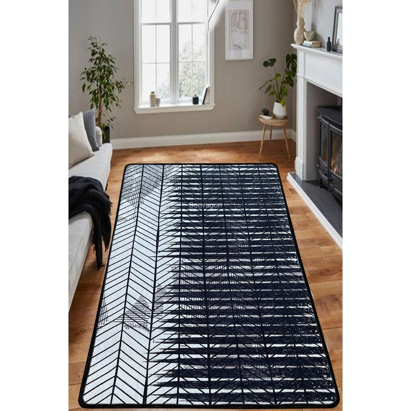 Grey Nuelo Wood Dijital Baskılı Dekoratif Halı, Kaymaz Taban, Yıkanabilir Bonvagon