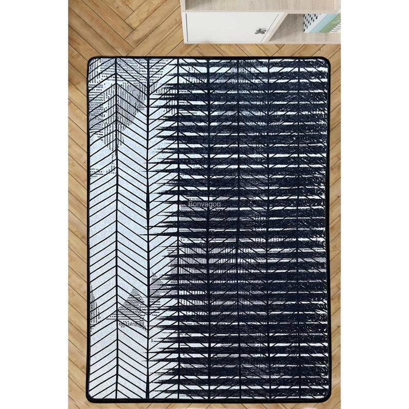 Grey Nuelo Wood Dijital Baskılı Dekoratif Halı, Kaymaz Taban, Yıkanabilir Bonvagon