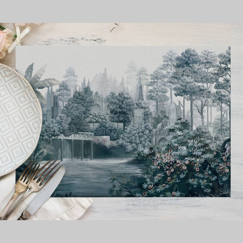 Grey View 4'lü İnce Keten Kumaş Amerikan Servisi 50x35cm Bonvagon