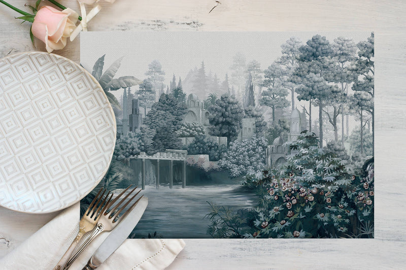 Grey View 4'lü İnce Keten Kumaş Amerikan Servisi 50x35cm Bonvagon