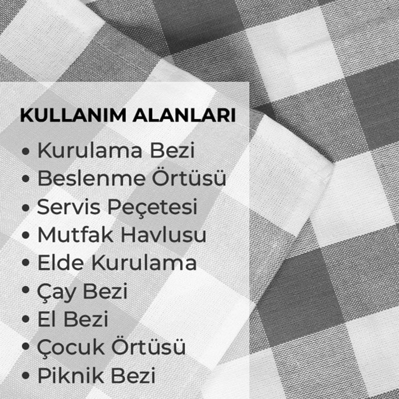 Gri 4lü Kareli Set Kurulama Bezi Pamuklu Mutfak Havlusu Çok Amaçlı Örtü 45x70cm Bonvagon