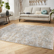 Gri - Bej Örgü Motifli Etnik Desenli Vintage Salon Oturma Odası Mutfak Dijital Baskılı Makinede Yıkanabilir Saçaklı Halı Bonvagon