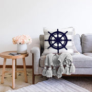 Gri Beyaz Çizgili Çapa Desenli Dijital Baskılı Modern Raşel Kadife Yastık Kırlent Kılıfı Bonvagon