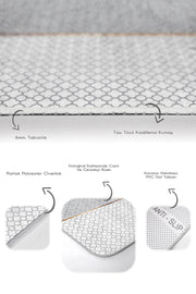 Gri Beyaz Ogea Özel Tasarımlı 2li Halı Takımı Kaymaz Taban Yıkanabilir Bonvagon