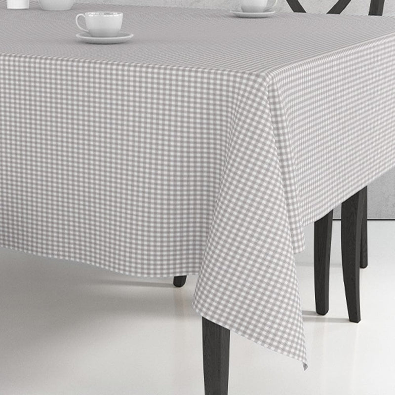 Gri Beyaz Pöti Kareli Masa Örtüsü %100 Pamuk 170x170cm Bonvagon