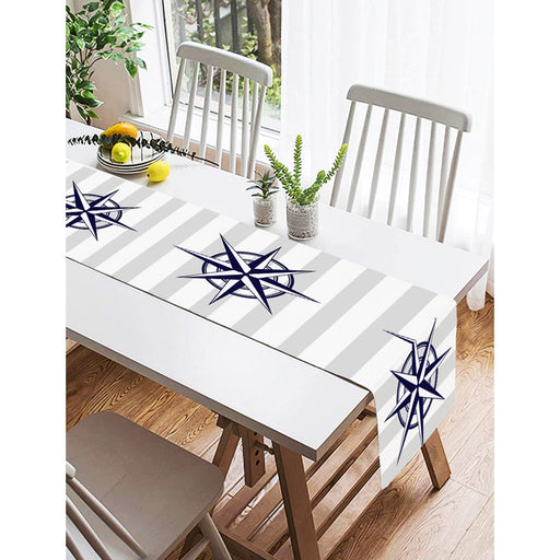 Gri Beyaz Zeminde Pusula Desenli Dijital Baskılı Özel Tasarım Süet Runner Bonvagon