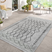 Gri Bohem Motifli Etnik Desenli Vintage Etnik Motifler Salon Oturma Yatak Odası Dijital Baskılı Makinede Yıkanabilir Saçaklı Halı Bonvagon