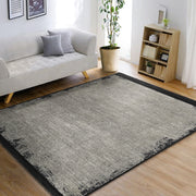 Gri El Dokuma Motifli Antika Desenli Eskitme Dijital Baskılı Makinede Yıkanabilir Saçaklı Halı Bonvagon