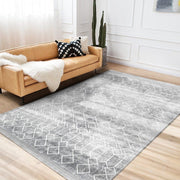 Gri Etnik Motifli Geleneksel Desenli Geometrik Eskitme Motifli Salon Oturma Odası Koridor Antre Dijital Baskılı Makinede Yıkanabilir Saçaklı Halı Bonvagon