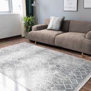 Gri Etnik Motifli Geleneksel Desenli Geometrik Eskitme Motifli Salon Oturma Odası Koridor Antre Dijital Baskılı Makinede Yıkanabilir Saçaklı Halı Bonvagon