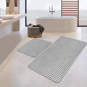 Gri Kazayağı Desenli Dijital Baskılı 2li Banyo Halısı Takımı Kaymaz Taban Yıkanabilir Bonvagon