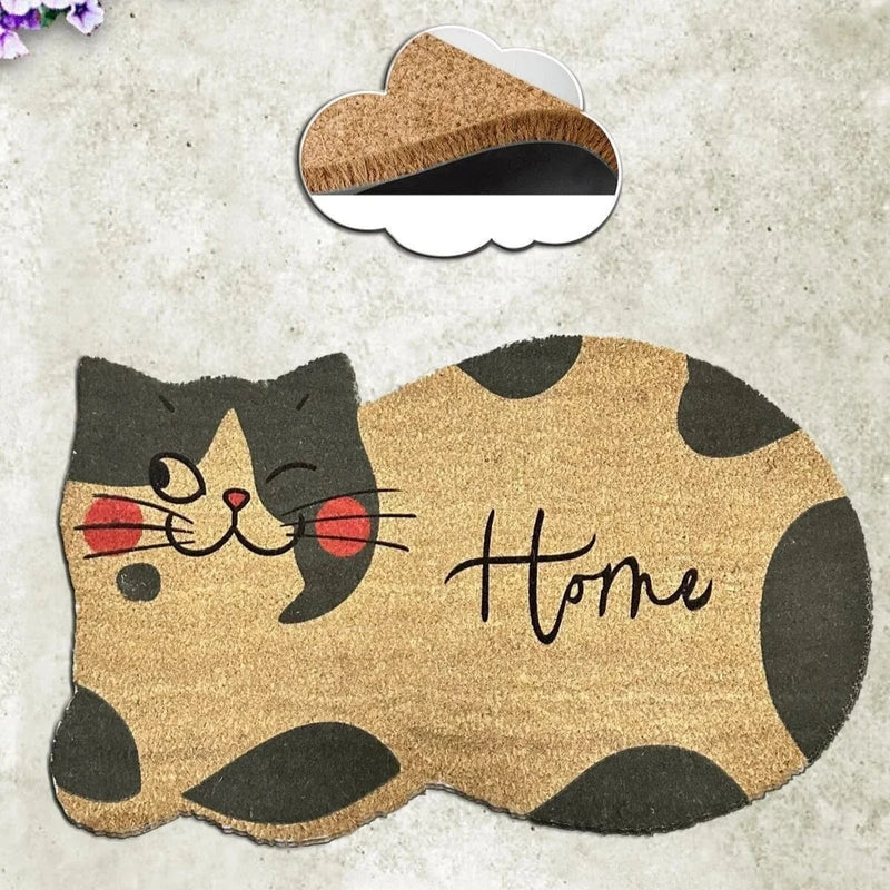 Gri Kedi 45x75cm Doğal Koko Hindistan Cevizi Kapı Önü Paspas Bonvagon