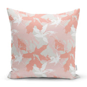 Gri Zemin Üzerinde Pembe Beyaz Yaprak Motifli Dekoratif Yastık Kılıfı 43x43cm Bonvagon