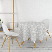 Gri Zeminli Kar Taneleri Temalı Modern Tasarım Dekoratif Leke Tutmaz Masa Örtüsü Bonvagon