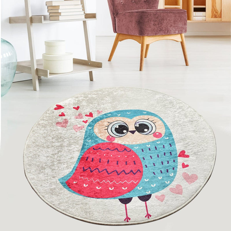 Gufo Çap Dijital Baskılı Halı, Kaymaz Taban, Yıkanabilir Bonvagon