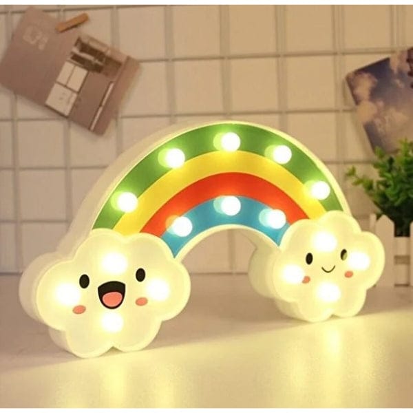 Gülen Bulutlu Gökkuşağı LED Gece Lambası Bonvagon