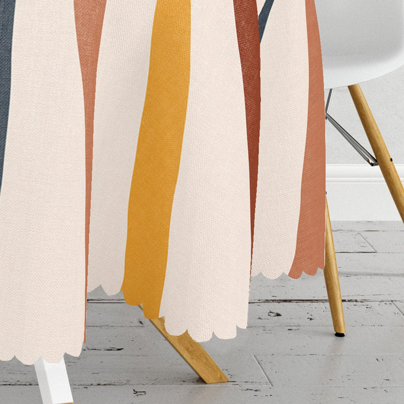 Güneş Işınları Dijital Baskılı Yuvarlak Masa Örtüsü Bonvagon