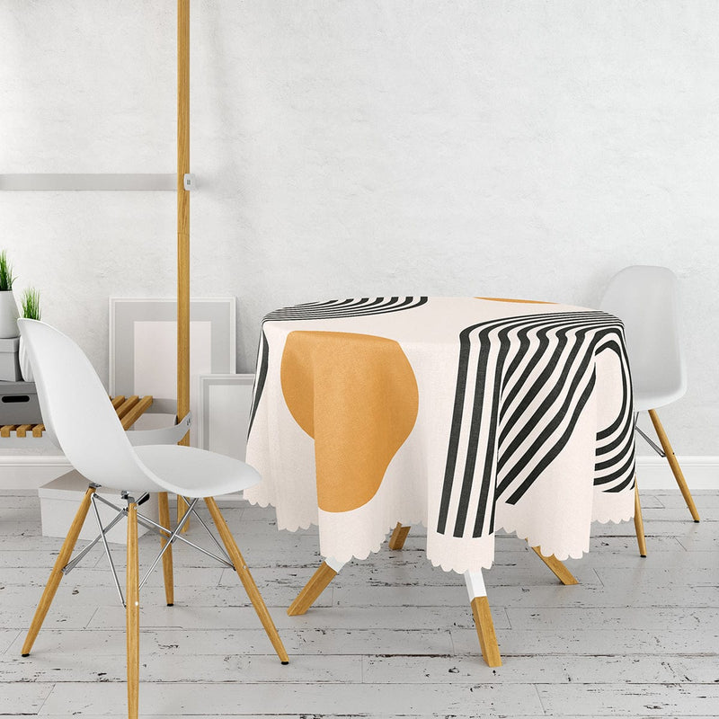 Güneşler Dijital Baskılı Yuvarlak Masa Örtüsü Bonvagon