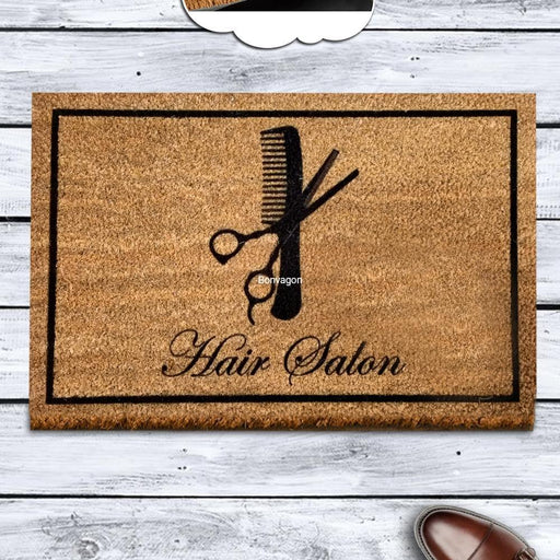 Hair Salon Kuaför Berber Doğal Koko Hindistan Cevizi  Kapı Önü Paspas 60x40cm Bonvagon