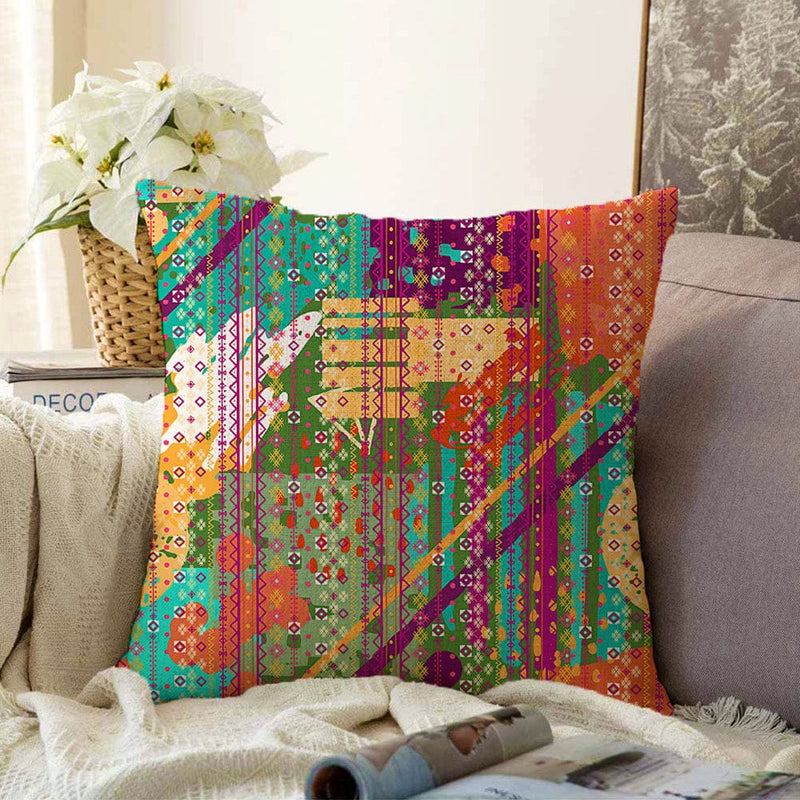 Halı Desenli Dekoratif Raşel Kadife Kırlent Kılıfı Bonvagon