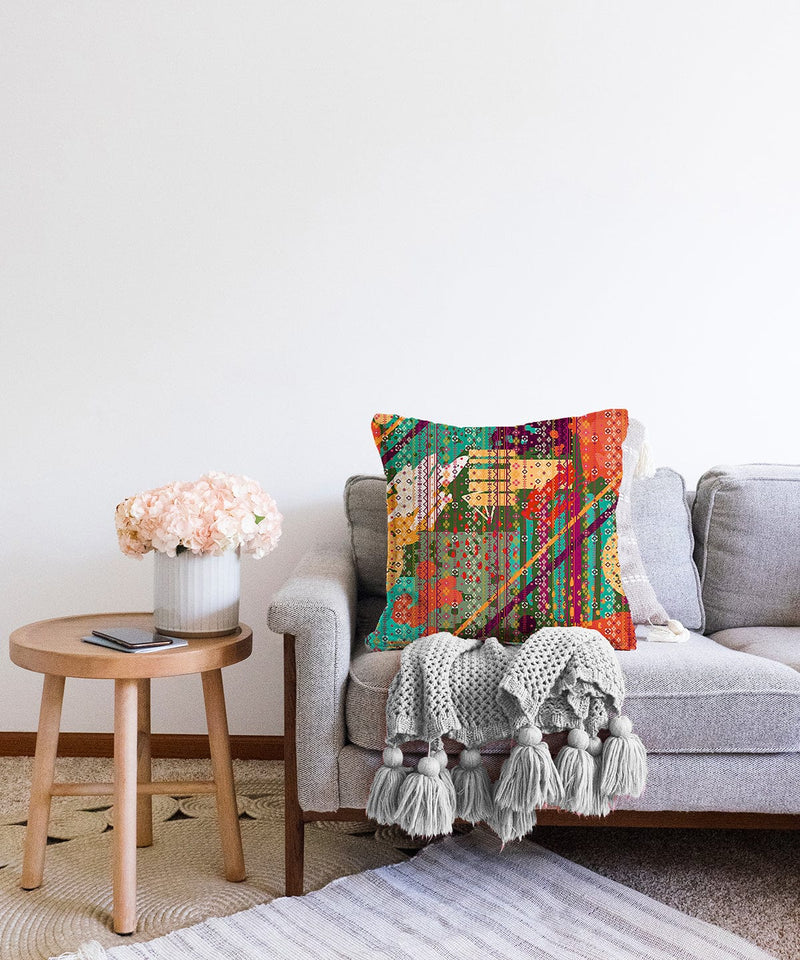 Halı Desenli Dekoratif Raşel Kadife Kırlent Kılıfı Bonvagon