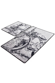 Hand Draw Dijital Baskılı 2li Set Banyo Halısı, Kaymaz Taban, Yıkanabilir Bonvagon