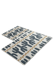 Happy Cactus 2li Set Dijital Baskılı Banyo Halısı, Kaymaz Taban, Yıkanabilir Bonvagon