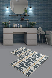 Happy Cactus 2li Set Dijital Baskılı Banyo Halısı, Kaymaz Taban, Yıkanabilir Bonvagon