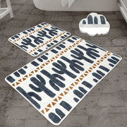 Happy Cactus 2li Set Dijital Baskılı Banyo Paspas ve Halısı, Kaymaz Taban, Yıkanabilir Bonvagon