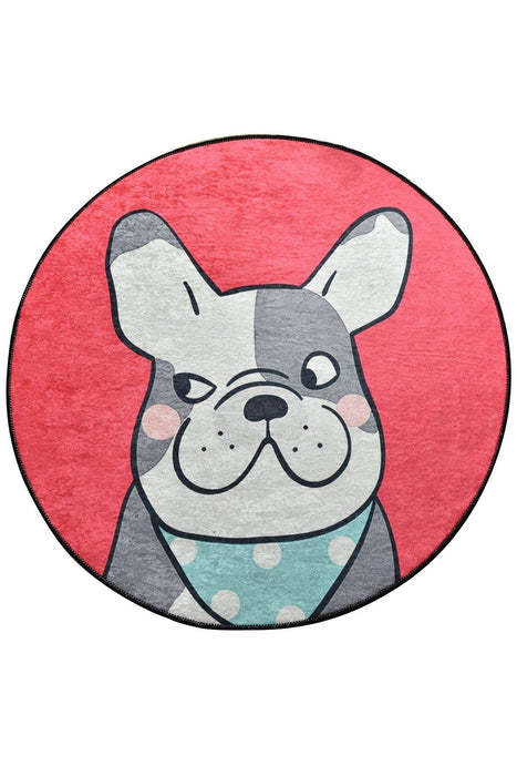 Happy Dogs Pink Çap Dijital Baskılı Halı, Kaymaz Taban, Yıkanabilir Bonvagon