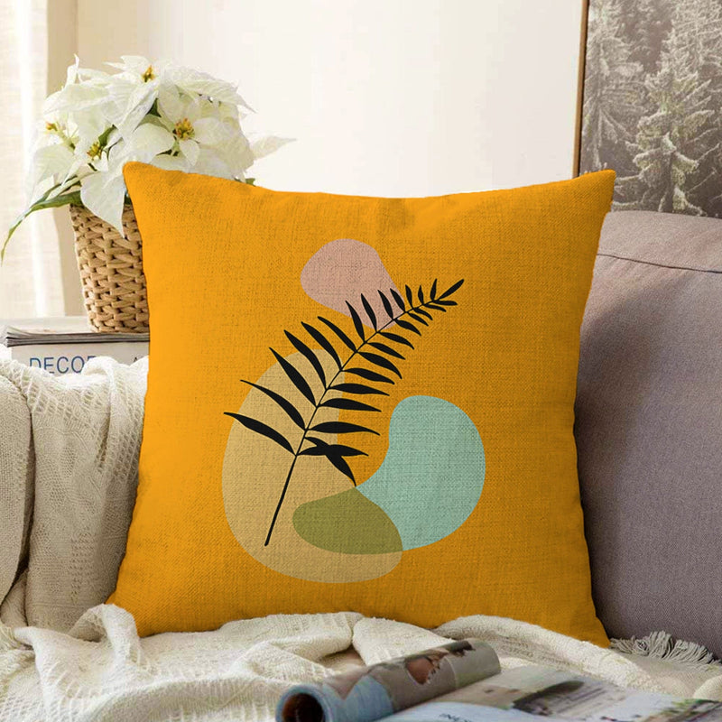 Hardal Zemin Soyut Tasarımlı Dekoratif Raşel Kadife Yastık Kırlent Kılıfı Bonvagon