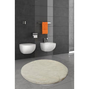 Hawai Ekru Çap 90cm Akrilik Banyo Halısı, Kaymaz Taban, Yıkanabilir Bonvagon