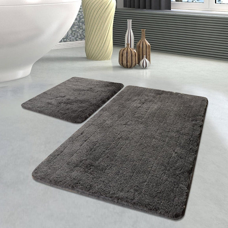 Hawai Füme 2li Set Akrilik Banyo Halısı, Kaymaz Taban, Yıkanabilir Bonvagon