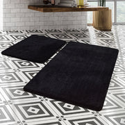 Hawai Siyah 2li Set Akrilik Banyo Paspas ve Halısı, Kaymaz Taban, Yıkanabilir Bonvagon