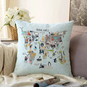 Hayvanların Dünyası Eğitici Tasarımlı Çocuk & Genç Odası Modern Yastık Kırlent Kılıfı Bonvagon