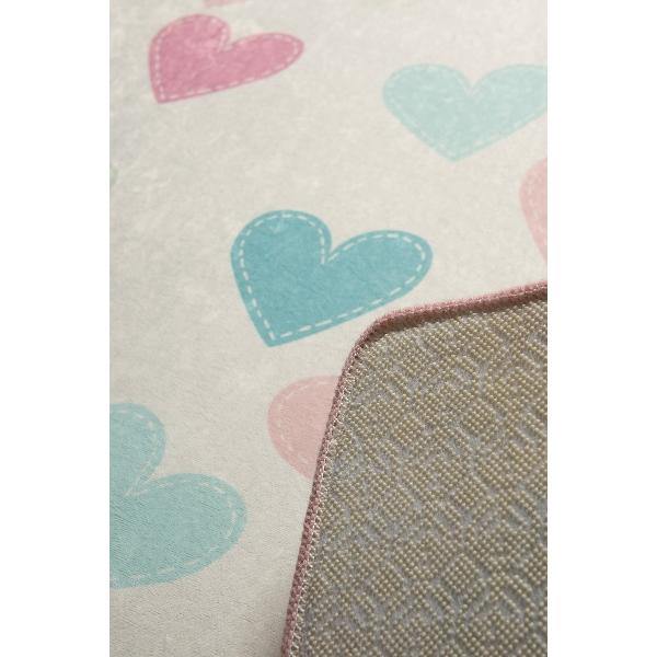 Hearts Yıkanabilir Antibakteriyel Çocuk Halısı, Kaymaz Taban, Yıkanabilir Bonvagon