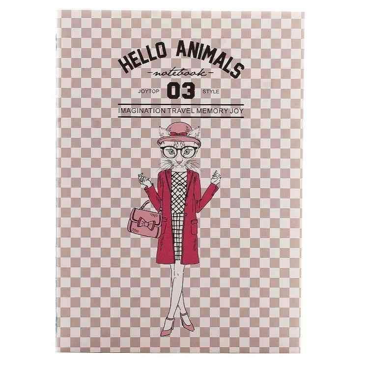 Hello Animals Bayan Kedi B5 Çizgili Defter Bonvagon