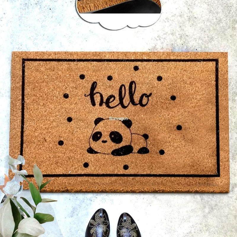 Hello Baby Panda Doğal Koko Hindistan Cevizi Kapı Önü Paspas 60x40cm Bonvagon