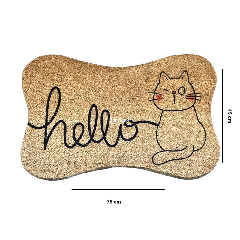 Hello Cat 45x75cm Doğal Koko Hindistan Cevizi Kapı Önü Paspas Brutto