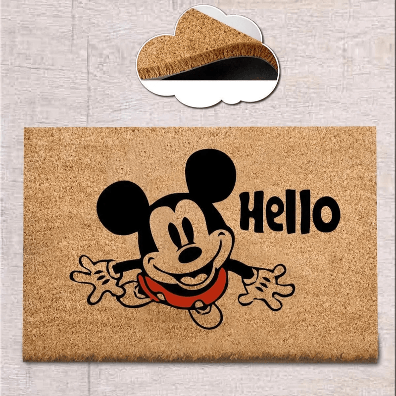Hello Mickey Mouse Doğal Koko Hindistan Cevizi Kapı Önü Paspas 60x40cm Bonvagon