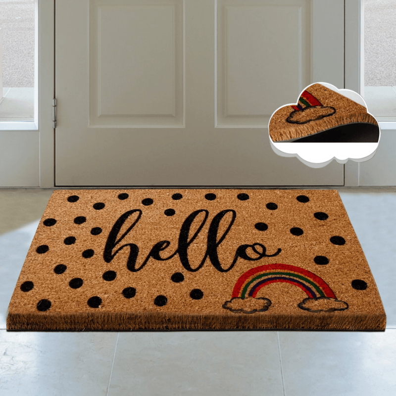 Hello Rainbow Doğal Koko Hindistan Cevizi Kapı Önü Paspas 60x40cm Bonvagon
