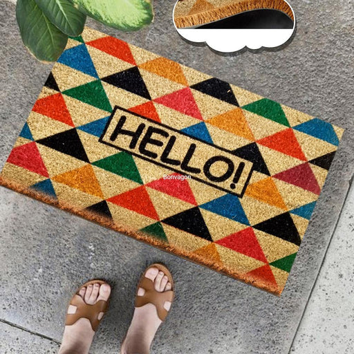 Hello Triangles Doğal Koko Hindistan Cevizi Kapı Önü Paspas 60x40cm Bonvagon
