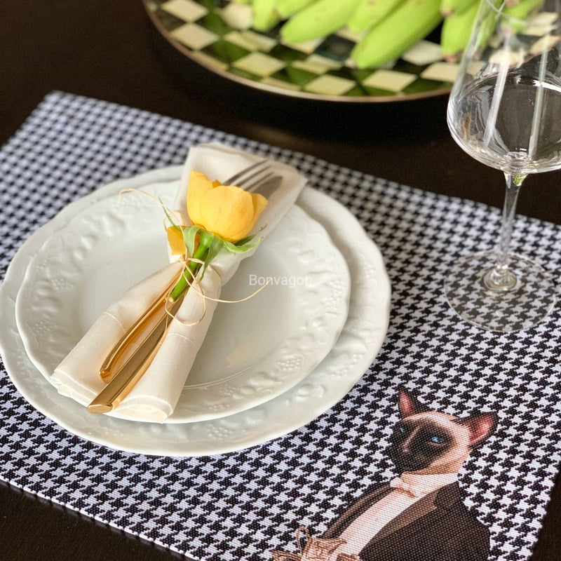 Hey Animals 4'lü İnce Keten Kumaş Amerikan Servisi 50x35cm Bonvagon