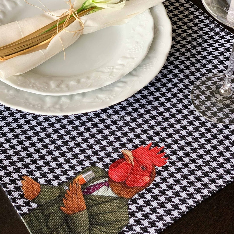 Hey Animals 4'lü İnce Keten Kumaş Amerikan Servisi 50x35cm Bonvagon