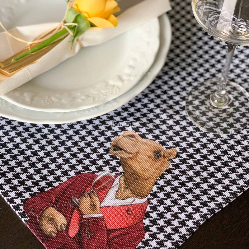 Hey Animals 4lü İnce Keten Kumaş Amerikan Servisi 50x35cm