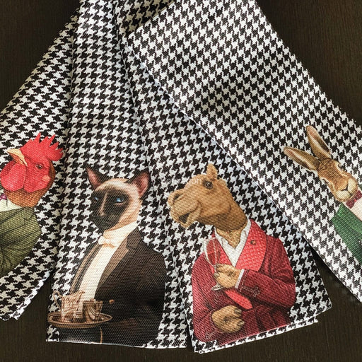 Hey Animals 4lü İnce Keten Kumaş Amerikan Servisi 50x35cm